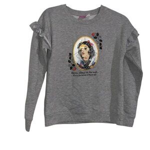 Disney Princess Snow White Girls Sweatshirt XL Gray With Ruffled Sleeves